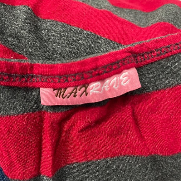 MaxRave Striped Short Dress Red Grey Gray Stripes - Picture 4 of 4